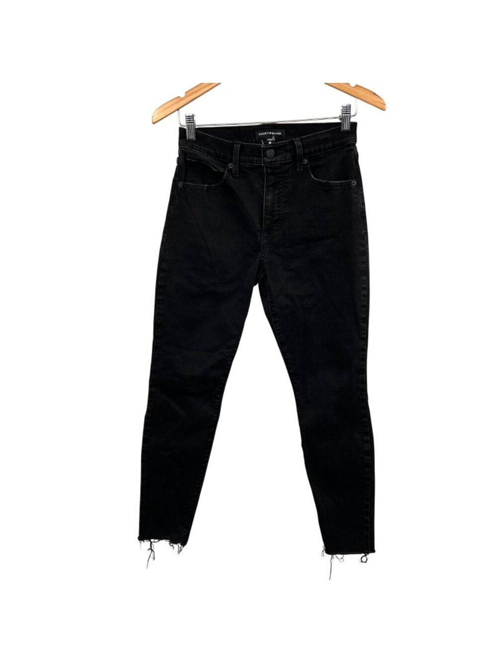 Lucky Brand Womens Bridgette Skinny Jeans Frayed Cuff Black Size 6/28